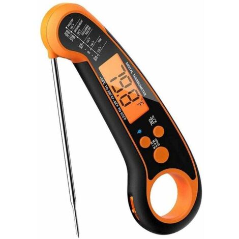 Termómetro digital para alimentos, cocina, carne, barbacoa, resistente al agua, color naranja. (1/4)