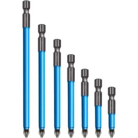Juego de 7 brocas magnéticas antideslizantes PH2 de cabezal simple y doble (25 mm, 50 mm, 65 mm, 70 mm, 90 mm, 125 mm, 150 mm) (1/4)