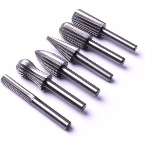Juego de 6 limas rotativas de acero de 6 mm y 1/4" para metal, plástico, madera, piedra, pulido y desbarbado. (1/4)