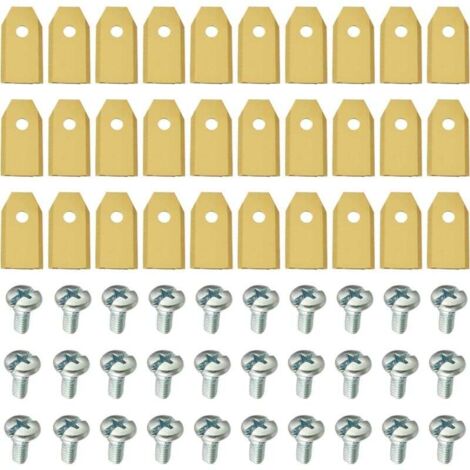 Paquete de 30 cuchillas para robot cortacésped, cuchillas de repuesto universales, 35 × 18 × 0,6 mm, doradas (1/4)