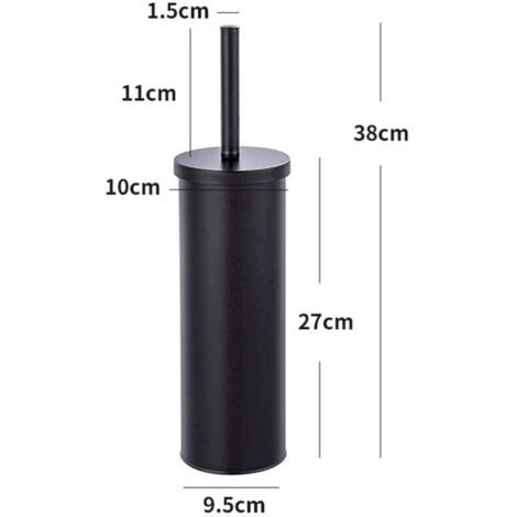 Escobillero cerrado, portaescobillero cerrado de diseño con escobilla negra y cabezal de escobilla reemplazable Ø 9,5 cm, acero, (1/4)
