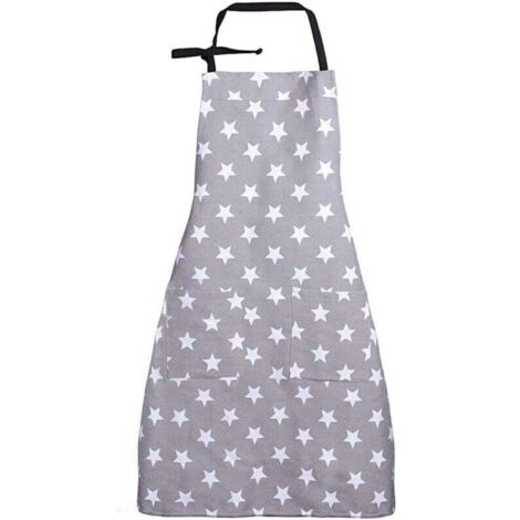 Delantal de cocina (gris), delantal de cocina para mujer, delantal ajustable de lino y algodón para cocina familiar, restaurante, barbacoa. (1/4)