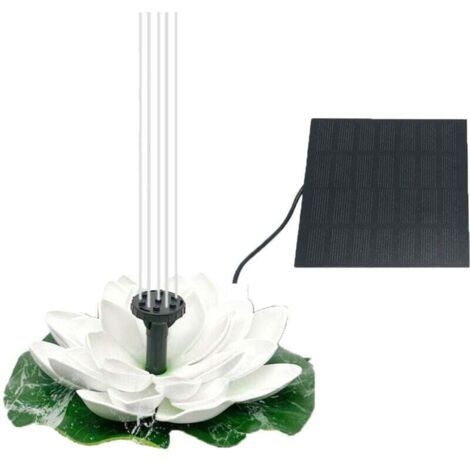 Fuente solar Lotus con bomba de 1,5 W, ideal para baños de pájaros, decoración de estanques y fuentes de agua (blanca). (1/4)