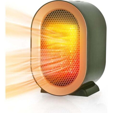 Calefactor de ambiente, mini calefactor cerámico, calefactor eléctrico de 800/1200 W, protección contra sobrecalentamiento y antivuelco, 2 modos de calefacción, para baño y oficina en casa. (1/4)