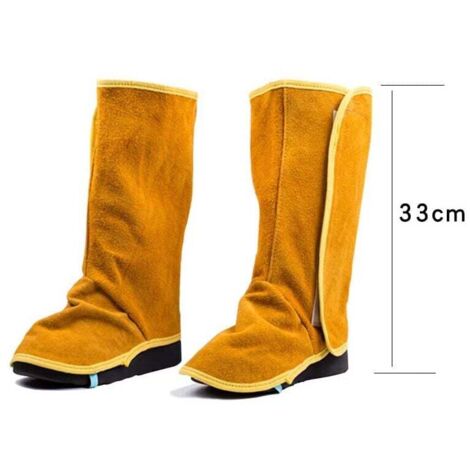 Polainas de soldadura de cuero de vaca resistente, cubrezapatos de soldadura resistentes al fuego, 1 par de cubrezapatos de soldadura resistentes al fuego, 33 cm (1/4)