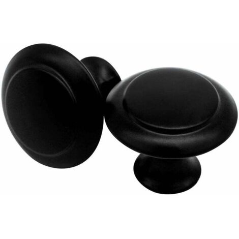 Juego de 10 pomos redondos negros para muebles. (1/4)