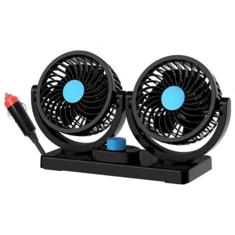 Ventiladores de coche de 12 V, ventilador de refrigeración de aire de doble cabezal para coche, ventilador eléctrico para coche, ventilador para coche, enchufe para encendedor de cigarrillos (1/4)