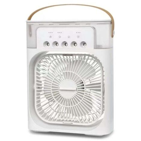 Mini aire acondicionado de mesa USB tipo C, temporizador de apagado automático, giratorio, LED de 7 colores, portátil, para casa, oficina y camping. (1/4)