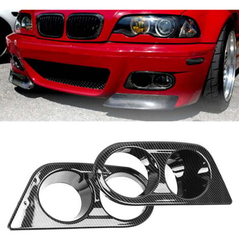 cubiertas de luz antiniebla para parachoques delantero con orificios dobles, accesorio para coche compatible con E46 M3 2001-2006, estilo fibra de carbono. (1/4)