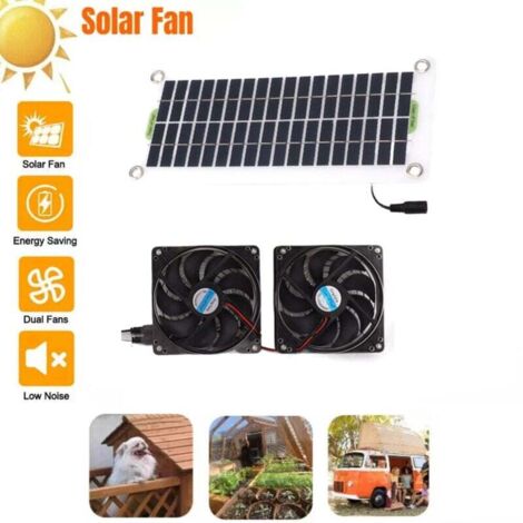 Extractor de aire solar de 50 W, resistente al agua, con panel solar para áticos, invernaderos y casetas de mascotas. (1/4)