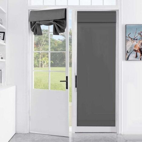 Cortina opaca térmica de 1 panel con cierres para dormitorio, puerta de patio y sala de estar. Cortina autoadhesiva con cierres. 66 x 173 cm. Gris. (1/4)