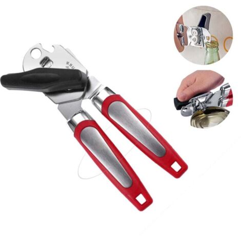 Accesorio de almacenamiento de cocina, abrelatas manual de cocina - Abrelatas de mano con hoja de acero inoxidable de borde liso Accesorio de almacenamiento de cocina (1/4)