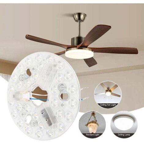 Kit de actualización de luz de ventilador de techo LED de repuesto de 15 W, regulable, 3 CCT con función de memoria, base de aluminio universal, compatible con la mayoría de (1/4)