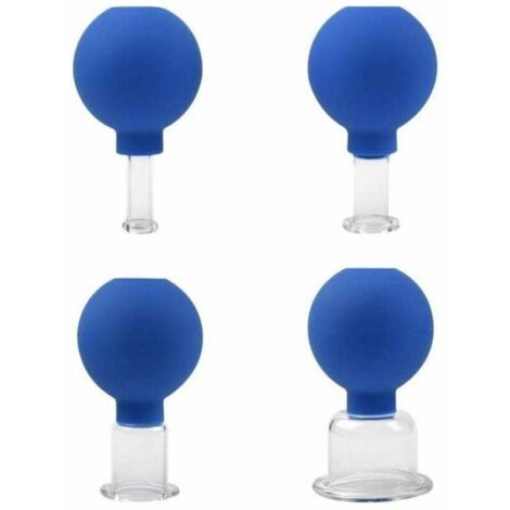 Juego de ventosas de vidrio - 4 tamaños diferentes - Ventosas de masaje - Ventosas anticelulíticas - Ventosas para masaje de cabeza, rostro y cualquier parte del cuerpo - 4 piezas (1/4)