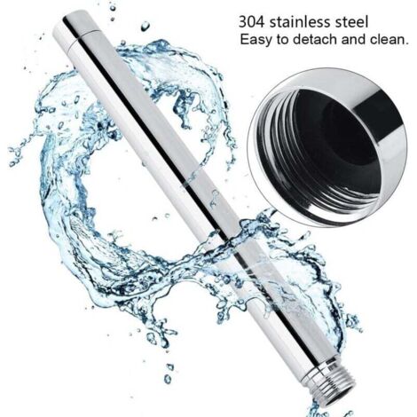 Tubo de extensión de ducha G1/2 de 30 cm, extensión de brazo de ducha, acero inoxidable, cromado, manguera de ducha redonda A