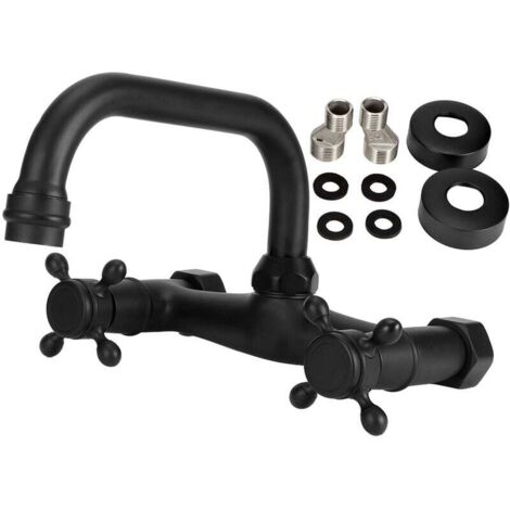 Grifo de pared, mezclador de lavabo de cobre y latón, para agua fría y caliente, para baño (pequeño, cinco eslabones)