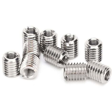 10 tuercas de inserción roscadas, tuerca reductora de rosca M6 x 1,0 hembra y M10 x 1,5 macho, insertos de reparación de roscas autorroscantes.