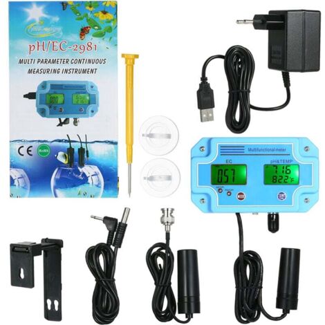 Medidor de pH/EC/Temperatura profesional 3 en 1, detector de agua, multiparámetro, digital, LCD, tri-metro, monitor multifunción de calidad del agua, comprobador de calidad del agua multiparámetro.