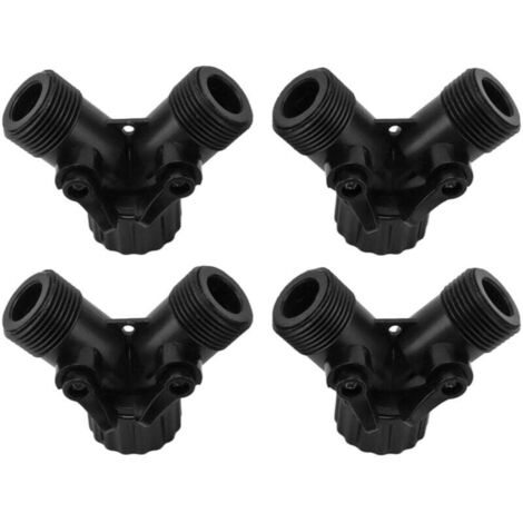Conector en Y para grifo de jardín, válvulas de 2 vías, conector de manguera estándar (4 piezas) (1/4)