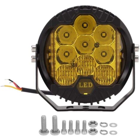Luz de trabajo LED universal todoterreno de 5 pulgadas, IP67, resistente al agua, 90 W, 5000 lm, para SUV, ATV, UTV, barco (amarillo ámbar)