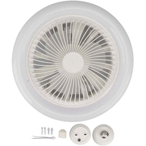 Ventilador de techo de 30 W con luz, silencioso, con luz LED regulable E27, 3 velocidades y temporizador (blanco)