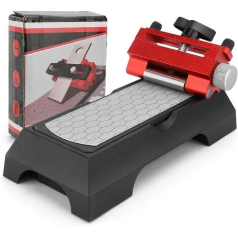 Guía de afilado con piedra de afilar - Kit de piedra de afilar de diamante roja para cuchillos de cocina, formones cortos y cepillos, placa fina/gruesa