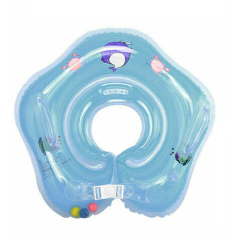 Flotador inflable para bebés y niños pequeños, ideal para la bañera o ducha, como collar de baño o juguete. También sirve como flotador de seguridad y accesorio para la piscina. Modelo: Azul.