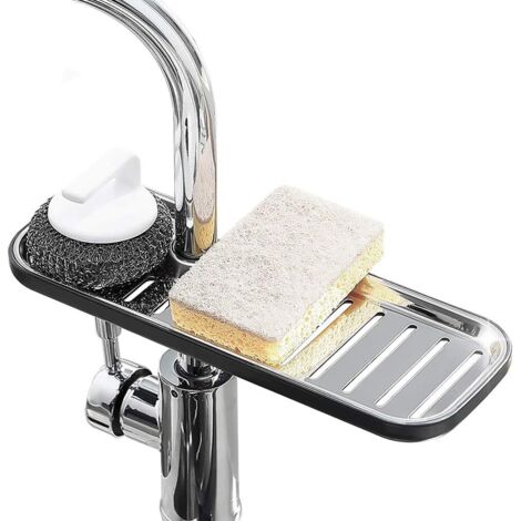 Soporte antideslizante de acero inoxidable para grifo de cocina, ideal para jabón y esponjas organizador de fregadero.