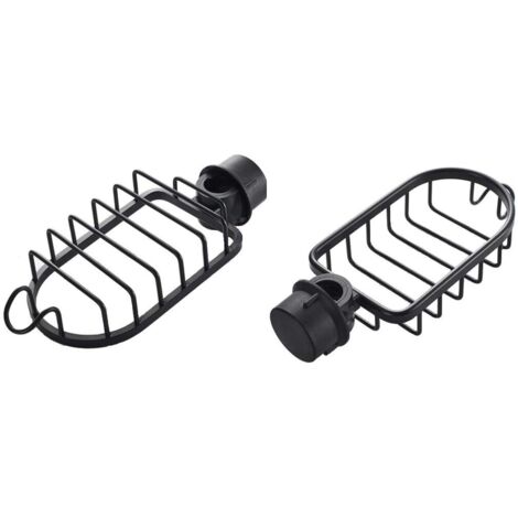 Estante de ducha de aluminio plateado o negro, atornillable y ajustable en altura (negro)