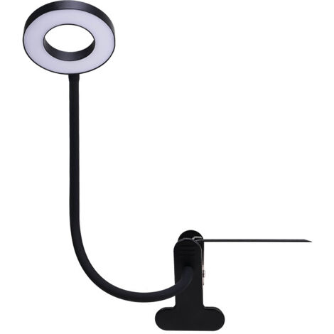 Lámpara de escritorio LED con pinza, lámpara de lectura flexible de 360°, lámpara de escritorio LED USB para estudiar y trabajar, negra