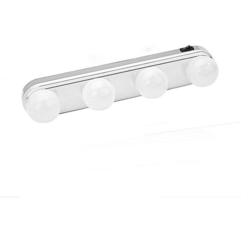 Luces para espejo, iluminación frontal para maquillaje en espejo, lámpara de pared, luz frontal para fotografía de baño con 4 bombillas LED y potentes ventosas. (1/5)