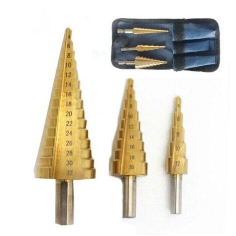 3 Brocas avellanadoras metálicas 12/20/32mm, acero inoxidable titanato, para acero/madera/latón/plástico/PVC (1/4)