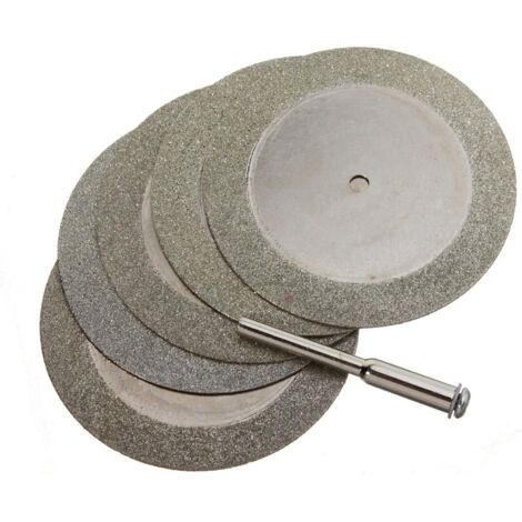 Mini discos de corte de diamante rotativos para sierras de vidrio, hojas para piedras preciosas, 10 discos de corte + 2 varillas de conexión (1/5)