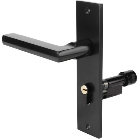 Cerradura de manija de puerta de aluminio macizo, palanca de puerta negra, para dormitorio interior (negro) (1/5)