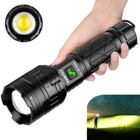 Linterna, Linterna LED, Luz potente, Recargable por USB, Zoom, Linterna portátil para camping