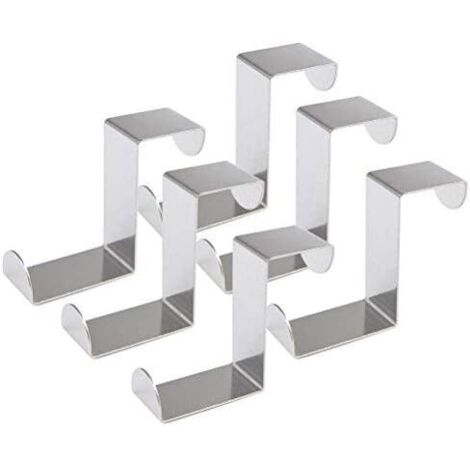 Juego de 6 ganchos metálicos en forma de Z de acero inoxidable para llaves, bufandas, bolsos, cocina, dormitorio, armario, cajón, etc. (1/5)