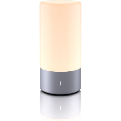 Lámpara de noche LED táctil con brillo ajustable, luz blanca cálida, 256 colores RGB, lámpara de mesa con sensor táctil, lámpara de lectura para dormitorio - Gris
