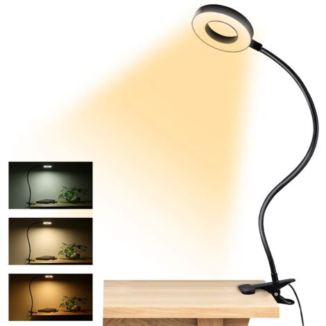 Lámpara de lectura LED con pinza, recargable por USB, para mesa o escritorio, diseño de cordero, con pinza flexible