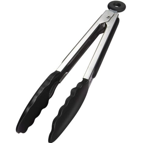 Pinzas de cocina, acero inoxidable y silicona, resistentes al calor, para cocina (1 juego de 21 cm) (1/5)