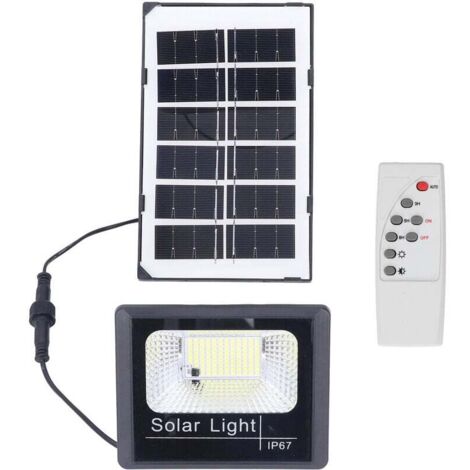 Foco solar exterior LED de 100 W Iluminación para jardín IP67, control remoto, alta luminosidad Hogar, jardín