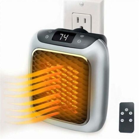 Calefactor cerámico inteligente de 800 W, XU, con enchufe de pared, mini calefactor eléctrico con termostato remoto para dormitorio, oficina y sala de estar - KZQ