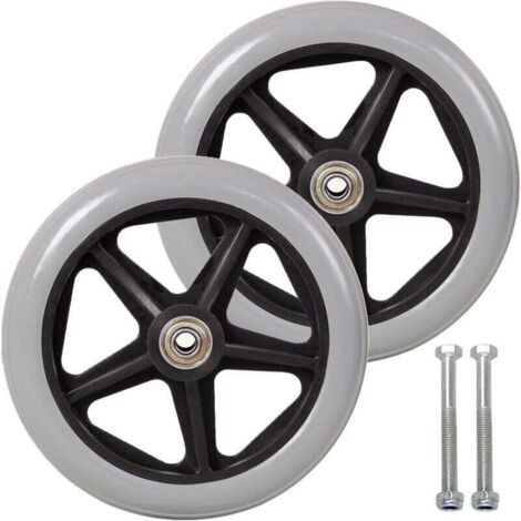 Rueda delantera de 7 pulgadas, XU, 2 ruedas de repuesto para silla de ruedas, llanta sólida antideslizante, 170 mm, gris/negro, ruedas para sillas de ruedas, andadores y rollators (gris) - KZQ