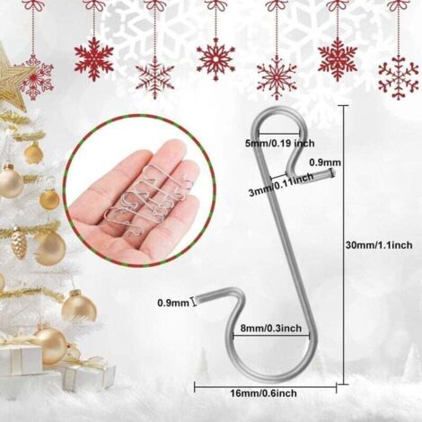 120 ganchos metálicos para decoración navideña en forma de S, para ...