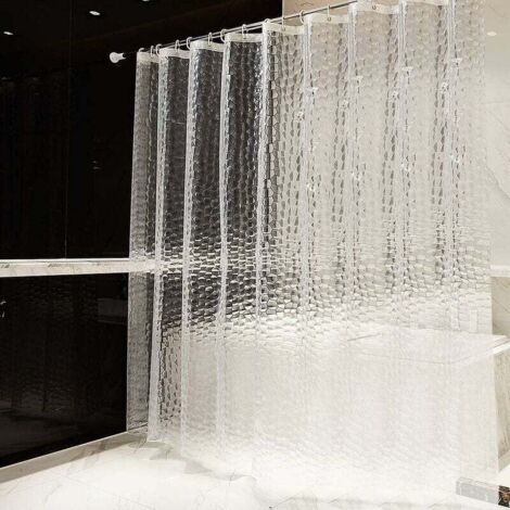 Cortina de ducha 240×200cm - 100% EVA semitransparente 0,2mm - Cubo de agua 3D + 16 anillas - Impermeable, antimoho, sin PVC - Baño - Hogar