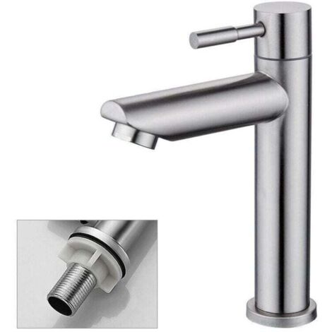 Grifo de baño solo para agua fría, mezclador de lavabo con acabado cromado y cobre duradero, XU, grifo para lavabo con cartucho aireador extraíble para facilitar la limpieza o el reemplazo, AAFGVC - K (1/3)