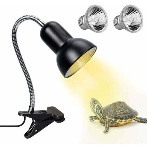 Lámpara de calor para tortugas, XU, 2 UVA UVB 25W para reptiles con soporte para terrario, abrazadera giratoria de 360°, iluminación para tortugas, reptiles, anfibios, tortugas KZQ - KZQ (1/4)