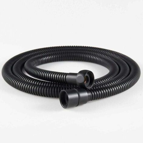 Manguera de ducha flexible de acero inoxidable (1 pieza, 1,5 m, accesorios de latón, cabezal de ducha antitorsión, manguera flexible de ducha - Negro - KZQ)