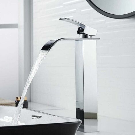 Grifo moderno para lavabo de cascada alta, XU, monomando, agua caliente/fría - KZQ (1/4)
