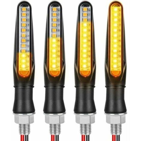 Intermitentes LED XU para motocicleta, 4 intermitentes universales impermeables, 12 V, luces diurnas (negras) - KZQ (1/4)