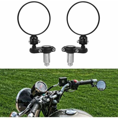 2 espejos plegables para manillar de motocicleta de 7/8" (22 mm), XU, tapas de extremo para manillar, espejos laterales para ATV, bicicleta, motocicleta, cruiser, scooter eléctrico - KZQ (1/4)